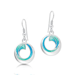 Atlantic Breaker Drop Earrings in Shallows Enamel by Sheila Fleet Jewellery