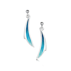 New Wave Small Curve Drop Earrings in Peacock Enamel by Sheila Fleet Jewellery