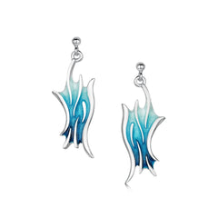 Sea Motion Large Enamelled Drop Earrings in Tempest Enamel by Sheila Fleet Jewellery