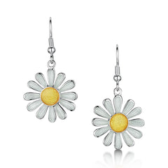 Daisies at Dawn Enamel Dress Drop Earrings by Sheila Fleet Jewellery