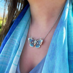 Common Blue Butterfly Enamel Necklace by Sheila Fleet Jewellery