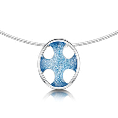 Cross of the Kirk Silver Necklace in Cool Slate Enamel by Sheila Fleet Jewellery