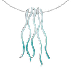 Atlantic Swell 5-frond Long Necklace in Surf Enamel by Sheila Fleet Jewellery