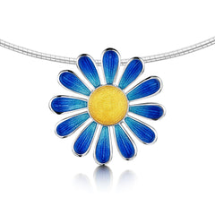 Coloured Daisies Dress Necklace in Ocean Enamel by Sheila Fleet Jewellery