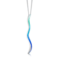 Atlantic Swell 1-frond Pendant Necklace in Ocean Hue Enamel by Sheila Fleet Jewellery