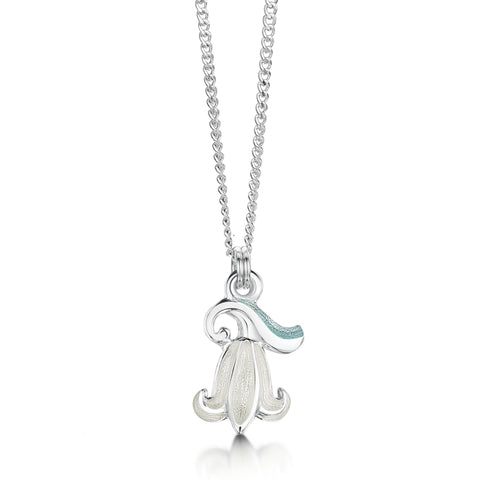 Bluebell Small Pendant Necklace in Whitebell Enamel by Sheila Fleet Jewellery