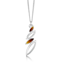Seasons Silver Small Pendant Necklace in Autumn Enamel by Sheila Fleet Jewellery
