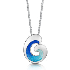 Wave Silver Dress Pendant in Light Ocean Enamel by Sheila Fleet Jewellery