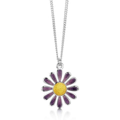 Coloured Daisies Small Pendant in Amethyst Enamel by Sheila Fleet Jewellery
