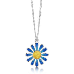 Coloured Daisies Small Pendant in Ocean Enamel by Sheila Fleet Jewellery