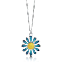 Coloured Daisies Small Pendant in Peacock Enamel by Sheila Fleet Jewellery