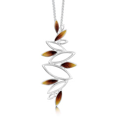 Seasons Silver Dress Pendant Necklace in Autumn Enamel by Sheila Fleet Jewellery