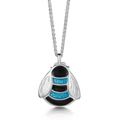 Bumblebee Sterling Silver Dress Pendant in Blue Enamel by Sheila Fleet Jewellery