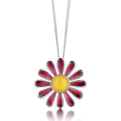 Coloured Daisies Pendant in Hot Pink Enamel by Sheila Fleet Jewellery