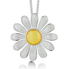 Daisies at Dawn Enamel Occasion Pendant in Sterling Silver