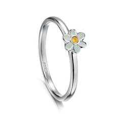 Daisies at Dawn Petite Enamel Ring in Sterling Silver by Sheila Fleet Jewellery