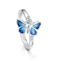 Holly Blue Butterfly Enamel Charm Ring by Sheila Fleet Jewellery