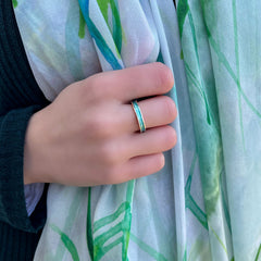 Halo Sterling Silver Ring in Green Enamel by Sheila Fleet Jewellery