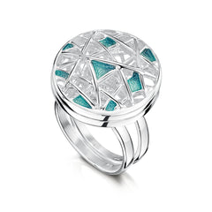 Creel Sterling Silver Cage Ring in Storm Enamel by Sheila Fleet Jewellery
