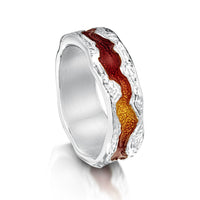 Lava Stream Ring in Fire Enamel by Sheila Fleet Jewellery