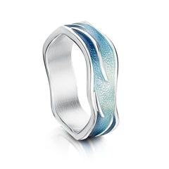 Sea Motion Ring in Lunar Light Enamel by Sheila Fleet Jewellery