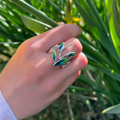 Seasons Large Sterling Silver Ring in Spring Enamel by Sheila Fleet Jewellery