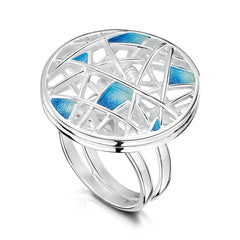 Creel Silver Cage Dress Ring in Pentland Enamel by Sheila Fleet Jewellery