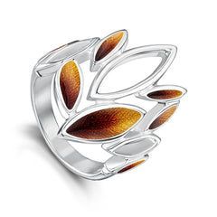 Seasons Large Sterling Silver Ring in Autumn Enamel by Sheila Fleet Jewellery