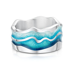 River Ripples Sterling Silver Dress Ring in Tropical Enamel by Sheila Fleet Jewellery