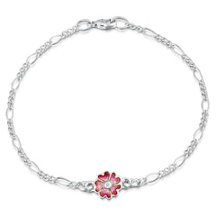 Primula Scotica Cubic Zirconia Bracelet in Hot Pink Enamel by Sheila Fleet Jewellery
