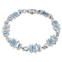 Moonlight 7-link Enamel Bracelet with Moonstone & CZ by Sheila Fleet Jewellery