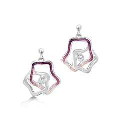 Tidal Islands Cubic Zirconia Drop Earrings in Amethyst Enamel by Sheila Fleet Jewellery