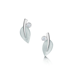 Rowan Stud Earrings in Frost Enamel with Cubic Zirconia