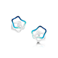 Tidal Islands Cubic Zirconia Stud Earrings in Peacock Enamel