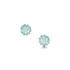 Primula Scotica Cubic Zirconia Stud Earrings in Surf Enamel by Sheila Fleet Jewellery