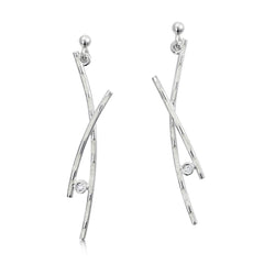 Morning Dew Enamel Dress Drop Earrings with Cubic Zirconia by Sheila Fleet Jewellery