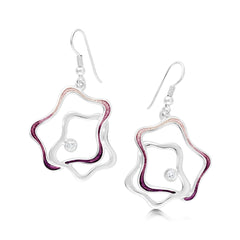 Tidal Islands Cubic Zirconia Dress Drop Earrings in Amethyst Enamel by Sheila Fleet Jewellery