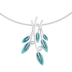 Rowan Dress Necklace in Sage Enamel with Moonstone, Pearl & CZ