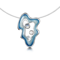 Rock Pool Enamel Dress Necklace with Moonstone, Pearl & CZ by Sheila Fleet Jewellery