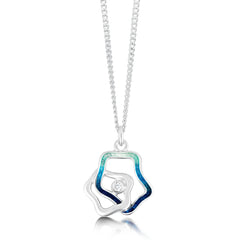 Tidal Islands Petite Cubic Zirconia Pendant in Peacock Enamel by Sheila Fleet Jewellery