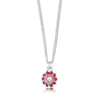 Primula Scotica Petite Cubic Zirconia Pendant in Hot Pink Enamel by Sheila Fleet Jewellery