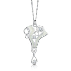 Arctic Stream Cubic Zirconia Small Pendant in Opalescent Enamel by Sheila Fleet Jewellery