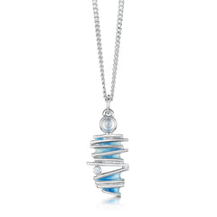 Moonlight Slim Enamel Pendant Necklace with Moonstone & CZ by Sheila Fleet Jewellery