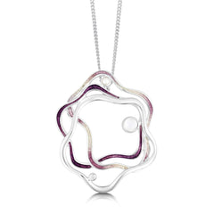 Tidal Islands Amethyst Enamel Pendant with Moonstone, Pearl & CZ by Sheila Fleet Jewellery