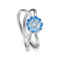Primula Scotica 1-flower CZ Ring in Forget-Me-Not Blue by Sheila Fleet Jewellery