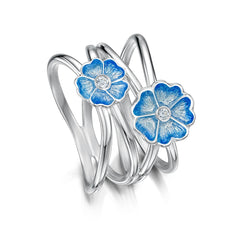 Primula Scotica 2-flower Statement CZ Ring in Forget-Me-Not Blue by Sheila Fleet Jewellery
