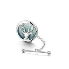 Stag’s Head Tie Tack in Moss Enamel by Sheila Fleet Jewellery