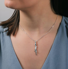 River Ripples Pearl & Cubic Zirconia Dress Pendant in Frost Enamel