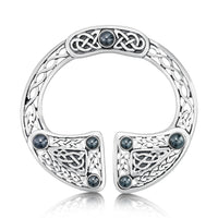 Celtic Silver Penannular Brooch with Hematite by Sheila Fleet Jewellery