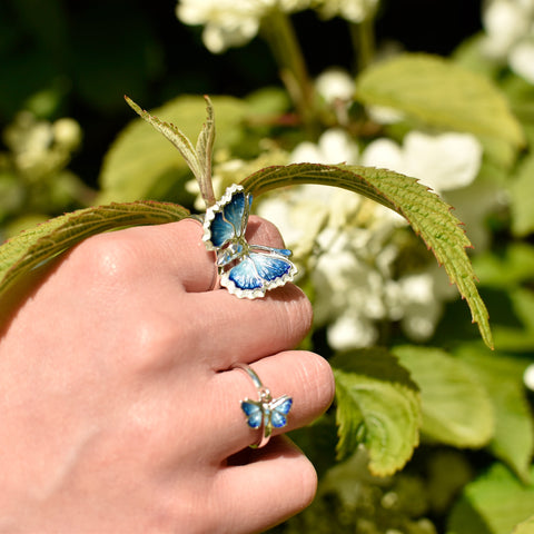 Holly Blue Butterfly Enamel Cocktail Ring by Sheila Fleet Jewellery